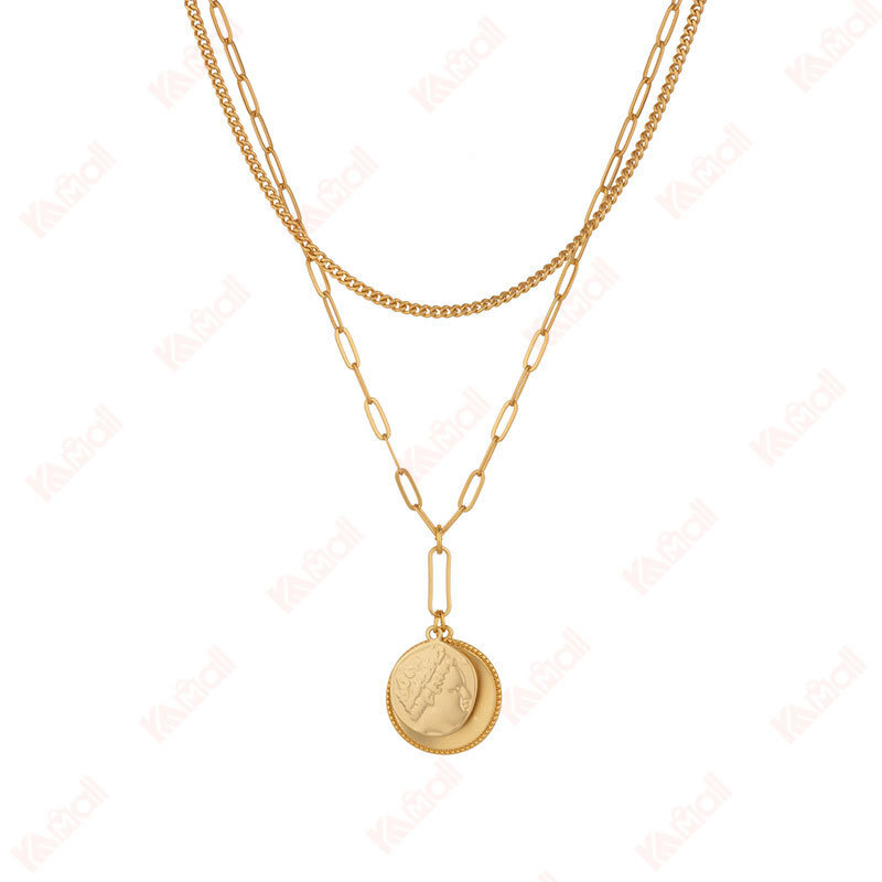 roman coin pendants necklaces bamboo chain